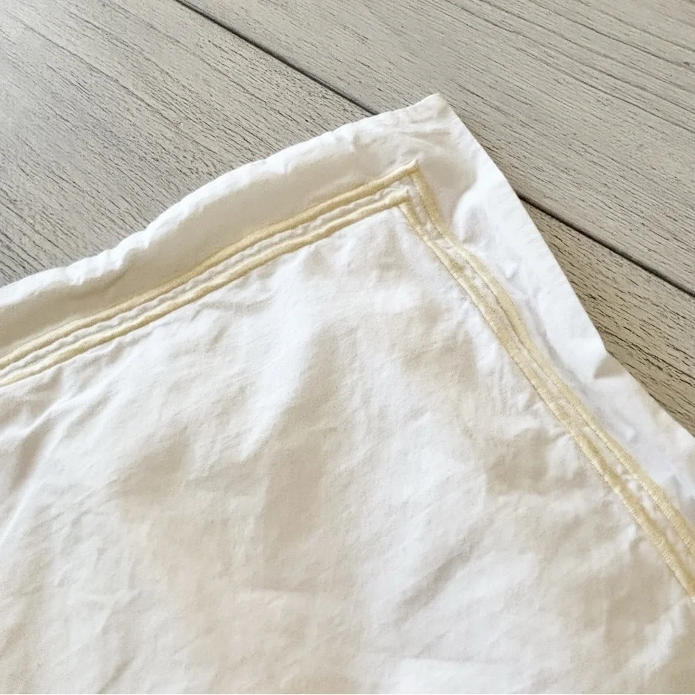 RESTORATION HARDWARE White Yellow Italian Satin Stitch Hotel Sham Lumber Italy